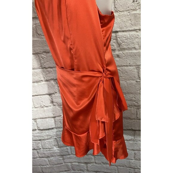 PRINCESS POLLY Bright Colorful Satin Mini Wrap Dress 8 Sexy Coquette Party 9868 - Picture 4 of 11